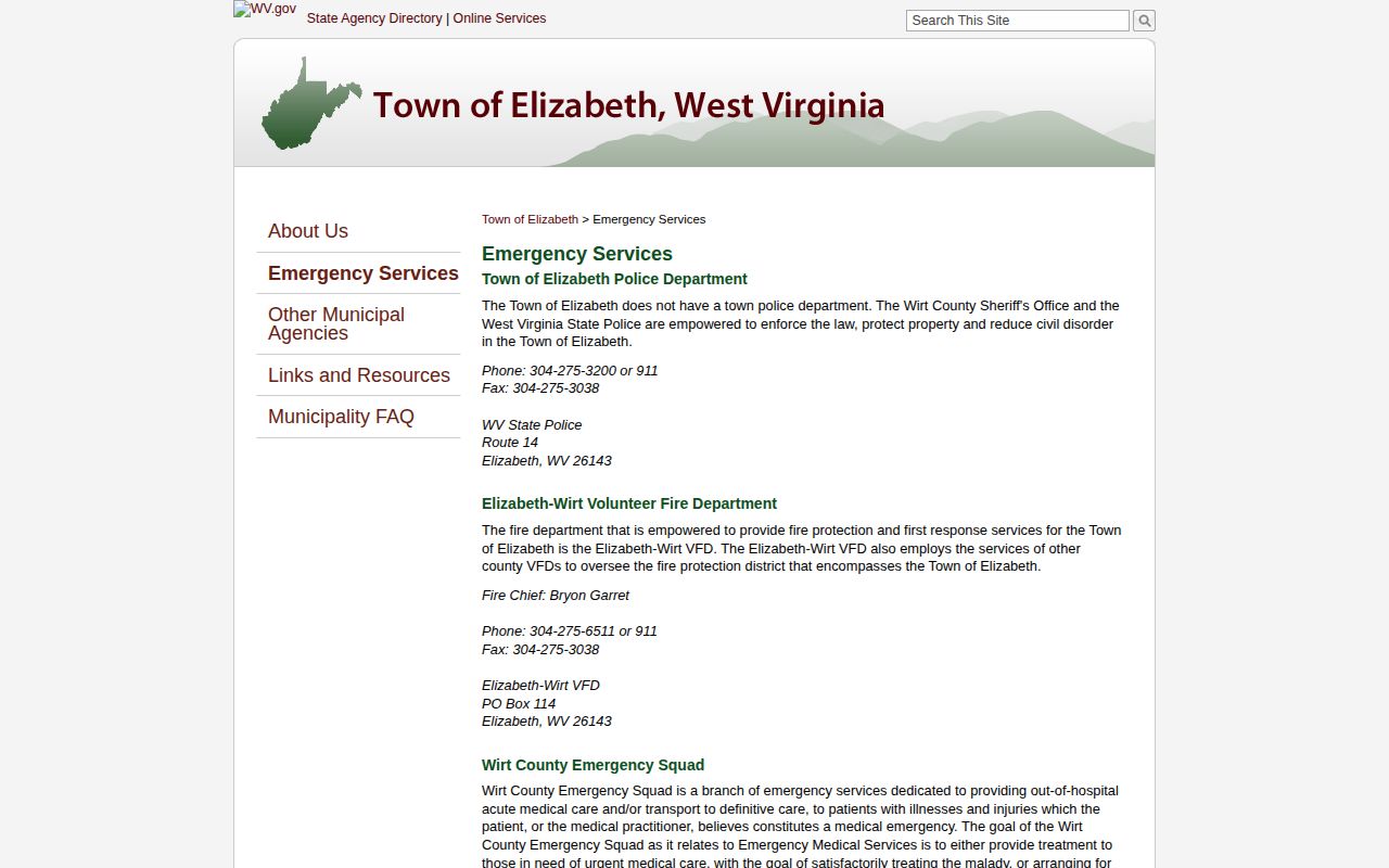 Elizabeth Wirt County arrest record law-enforcement coverage source